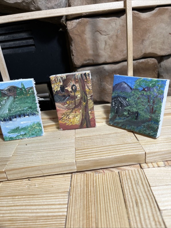 Miniature Dollhouse Original Canvas Art OOAK Paintings