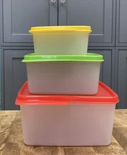 Tupperware Keep Tabs Square Stacking Container Sets-Assorted Colors & Sizes-NEW