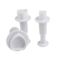  3 Pcs Biscuit Mold Heart Shaped Pancake Decorating Moulds Plunger Embossed