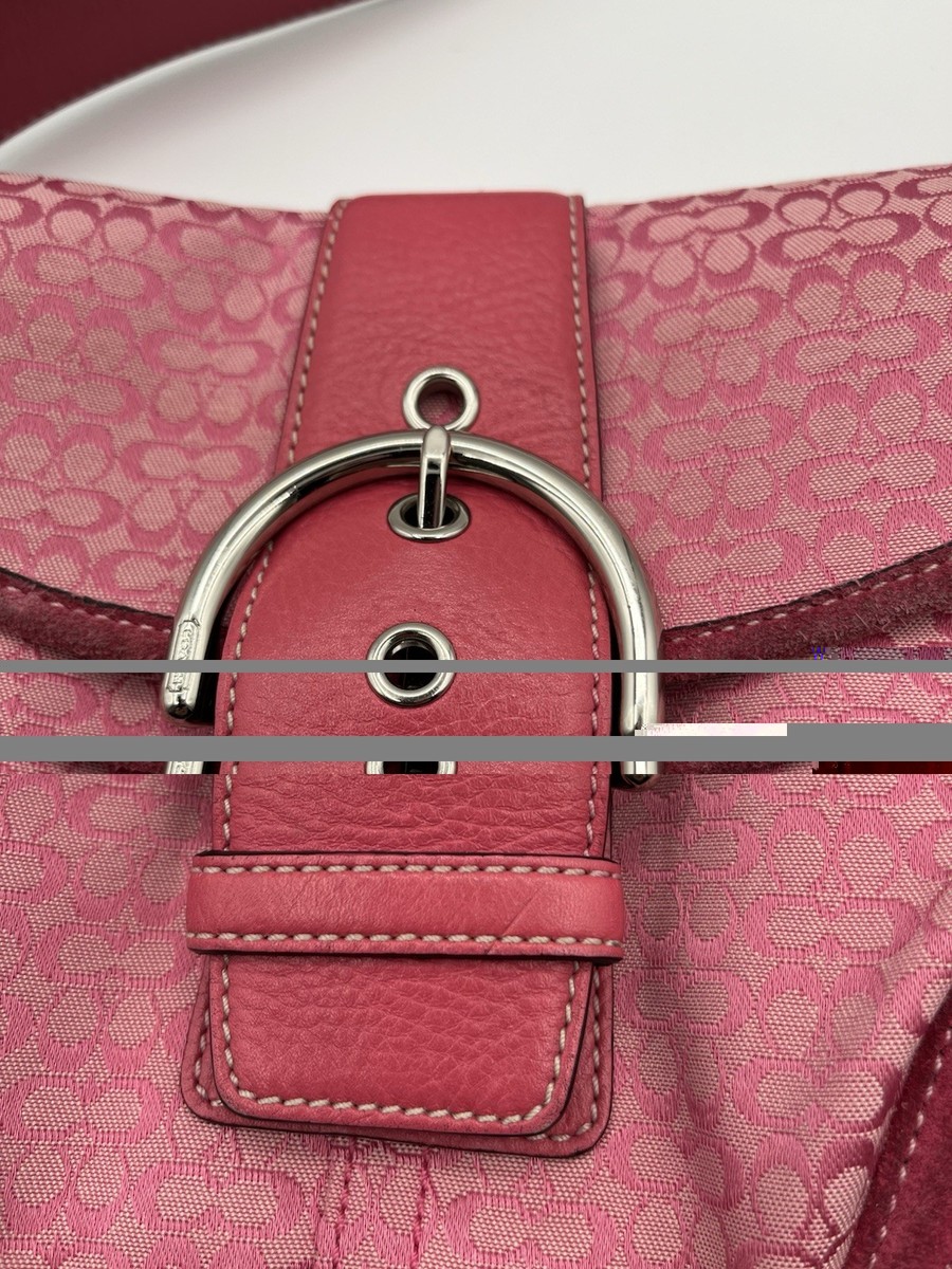 Coach Purse Bag Small Soho Pink Signature C Y2K Canvas Leather