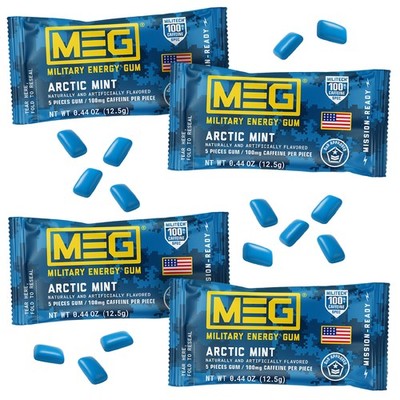 MEG - Military Energy Gum | 100mg of 1 Count (Pack 4), Arctic Mint 