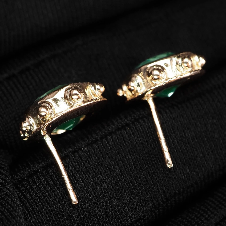 Neon Green Paraiba Tourmaline 9.15Ct 925 Sterling Silver Handmade Stud Earrings - Image 4 of 4