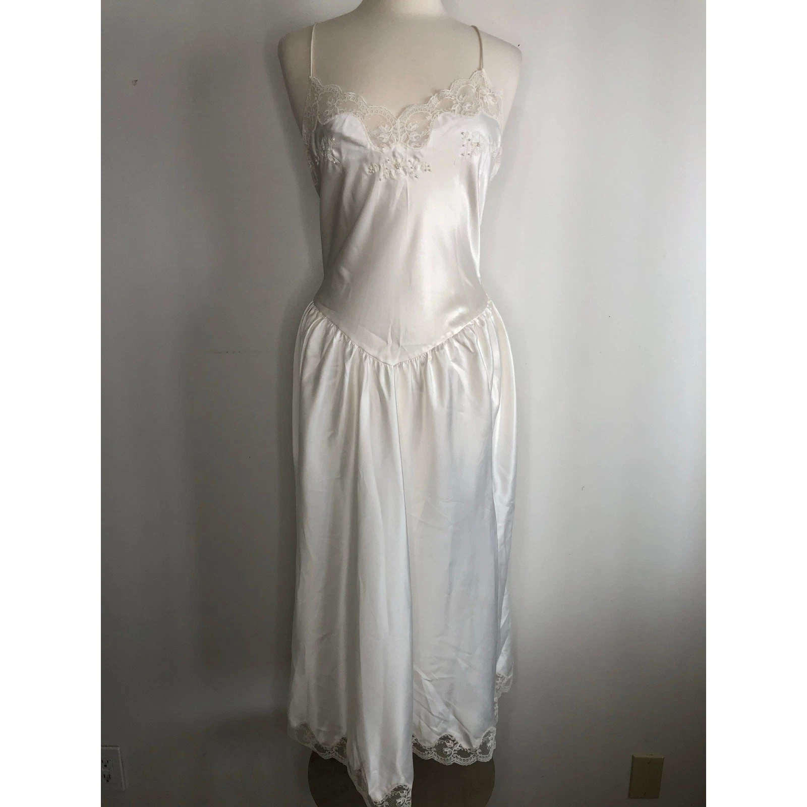 UNDERCOVER Abito slip midi vintage Victoria's Secret bianco etichetta corona vita bassa L