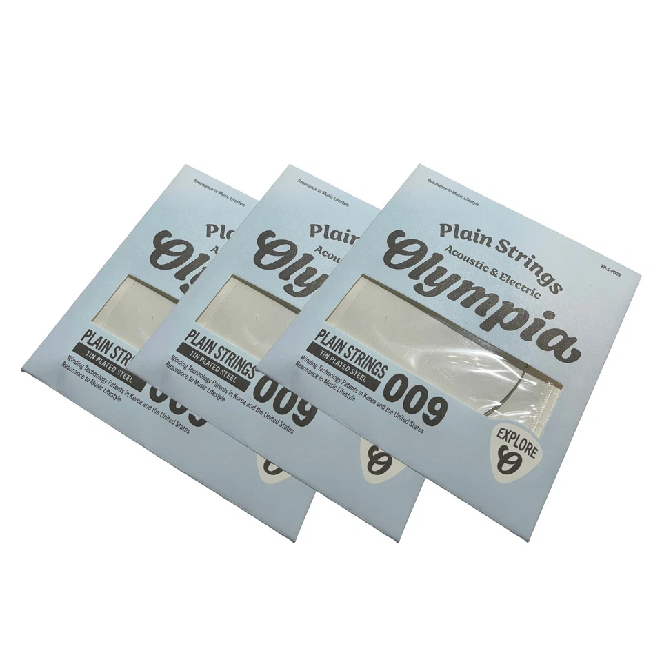 BLACK DOG MUSIC 3x Olympia Single Spare Electric Guitar Strings .008 .009 .010 .011 .012 .013