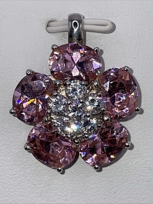 HAM, 925 Silber Blüten-Anhänger, weiss+rosa, 10.7g, L-3.1xB-1.5cm