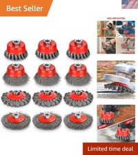 Wire Wheel for Angle Grinder 12 Pack Coarse Crimped Wire Brush Steel Attachments