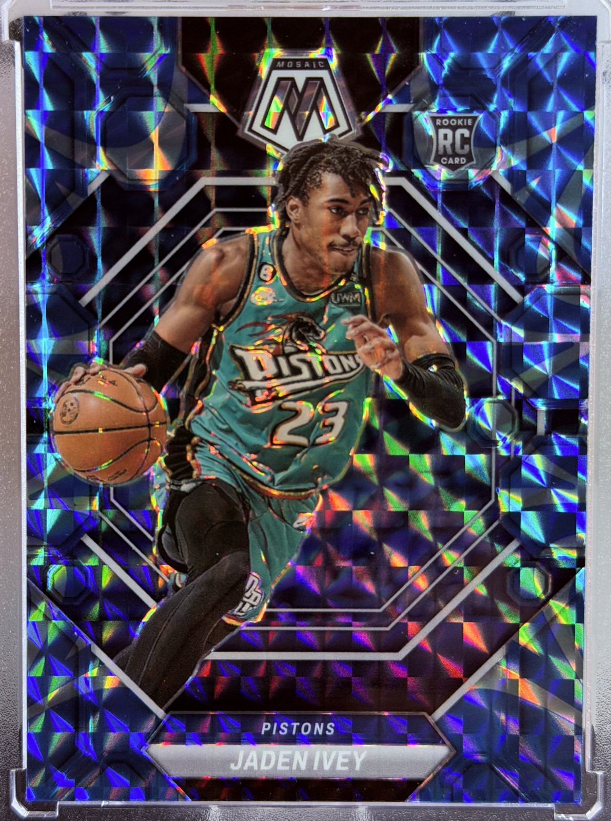 2022-23 Panini Mosaic ☆ Jaden Ivey #216 ☆ (RC) Reactive Blue Mosaic Prizm
