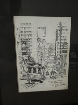 Vintage Pencil Sketch Limited Edition California Street, San Francisco Don Davey