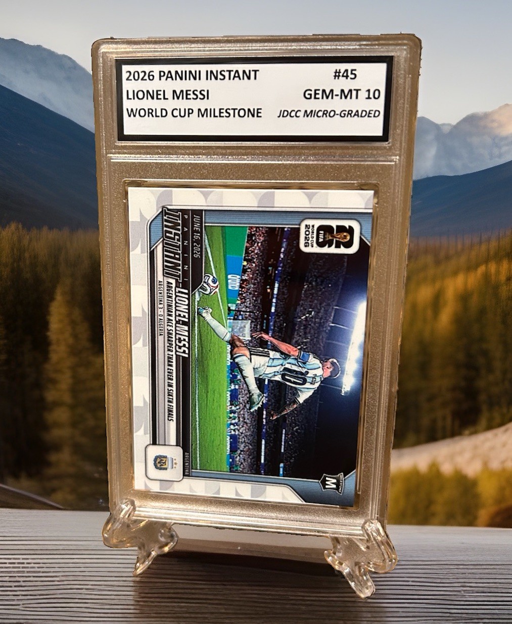 Lionel Messi GRADED GEM-MT 10 2026 Hat Trick Panini Instant World Cup #45. Coa! view 3