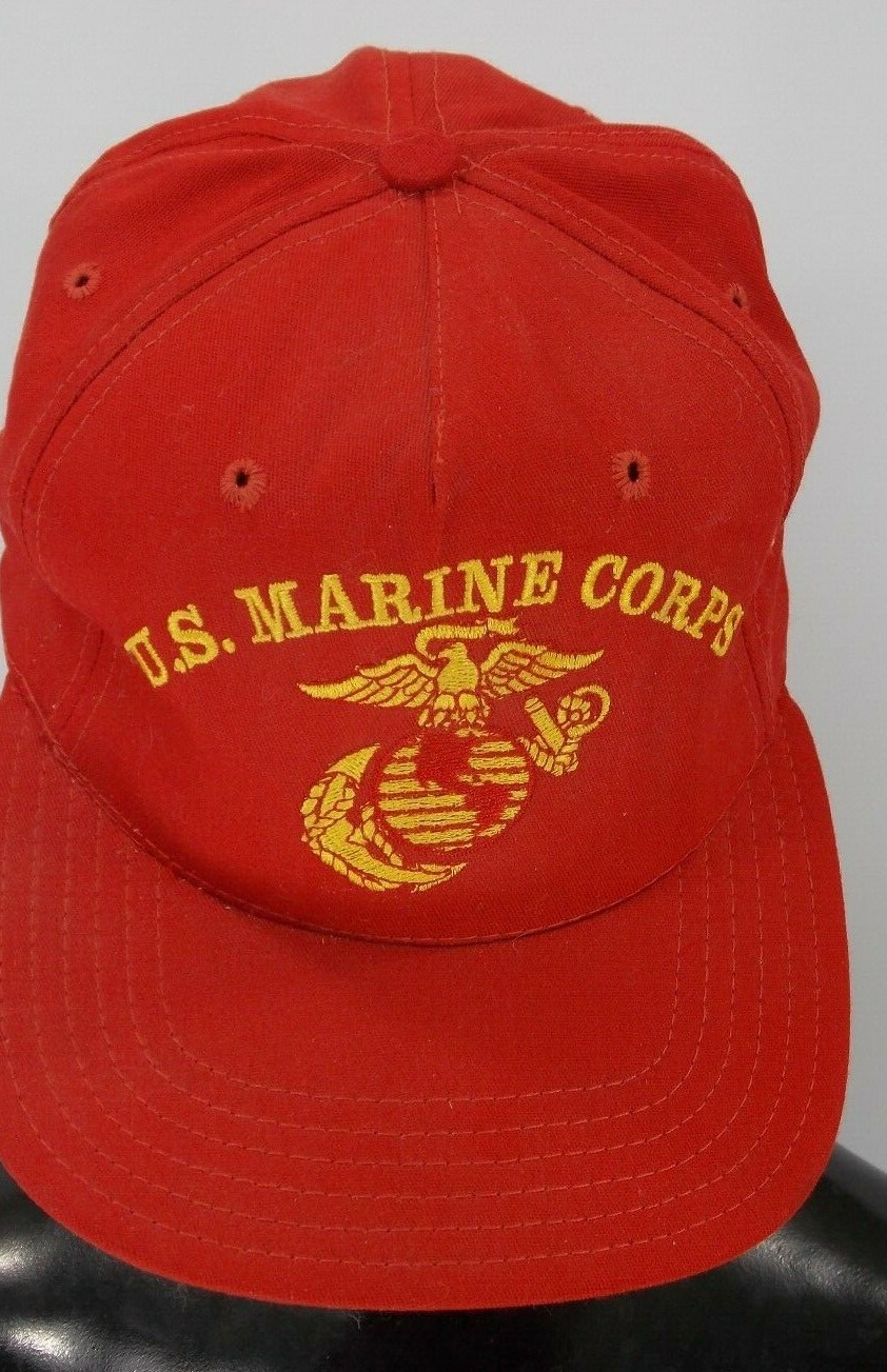 U.S. MARINE CORPS Snapback Hat Cap Red 