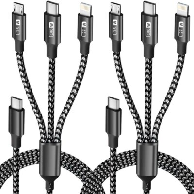 6pcs 3in 1 Charging Type C USB Cable Type C Micro USB