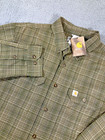 NEW CARHARTT 103352 Men XL Green Plaid Long Sleeve Flap Pocket Relaxed Fit Shirt