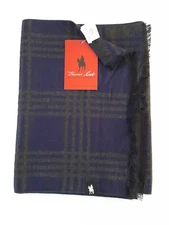 Thomas Cook Unisex Winter Scarf - Blue & Grey Check Viscose Soft Touch BNWT