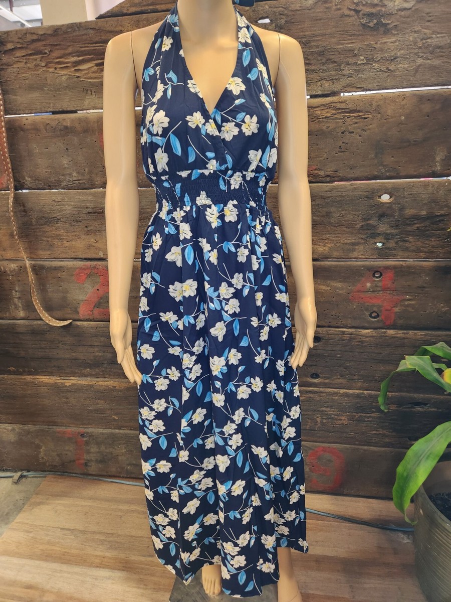 navy blue floral summer dress Rihoas Elegant Cap-Sleeve Floral A-Line Midi Dress with Sweetheart-Neck, Navy / M