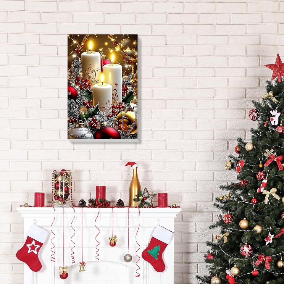 Christmas Paint by Numbers for Adults Beginners Framed, Candles Adults