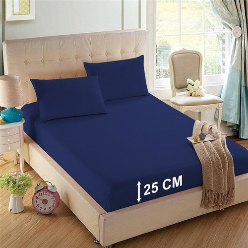 Sábana de cama de polialgodón de 25 cm de buena calidad 144 TC fácil cuidado resistente - Imagen 16 de 19