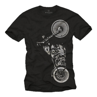 Motorrad Rocker Herren T-Shirt mit Custom Chopper - Männer Biker Shirt