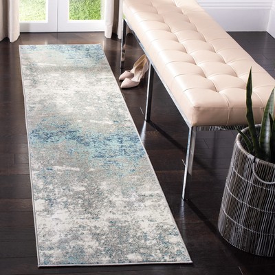 Jasper Collection Runner Rug - 2' x 6', Grey & Blue, Modern Abstract Design, ...