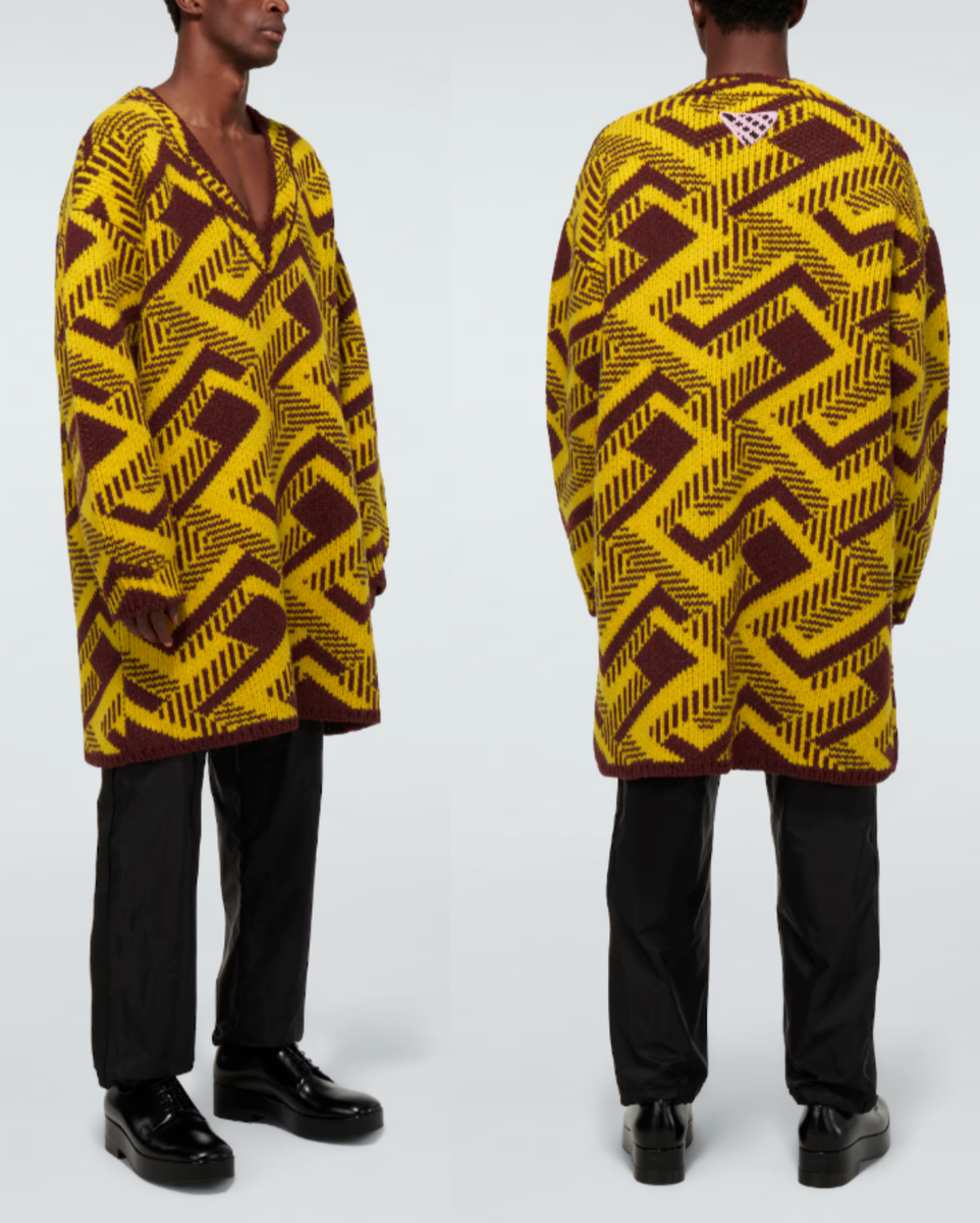 トップス Prada 15ss geometrical knit Prada Pullover Oversized Geometric V-Neck Knit Sweater