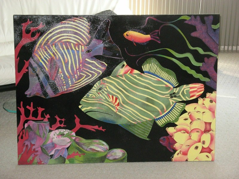 LOCAL PICKUP Pompano FL - 48"x36" ~Coral Reef~ OOAK Painting Acrylic on Canvas