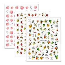 Peach Nail Sticker Strawberry Grape Cherry Pear Daisy Fruit Mushroom Summer 1J2
