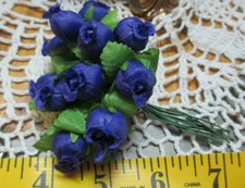 Vint Milinery MINI ROSES Silk DK "PURPLE" BUD Bunch 12 SMALL DOLL Alexander Hats
