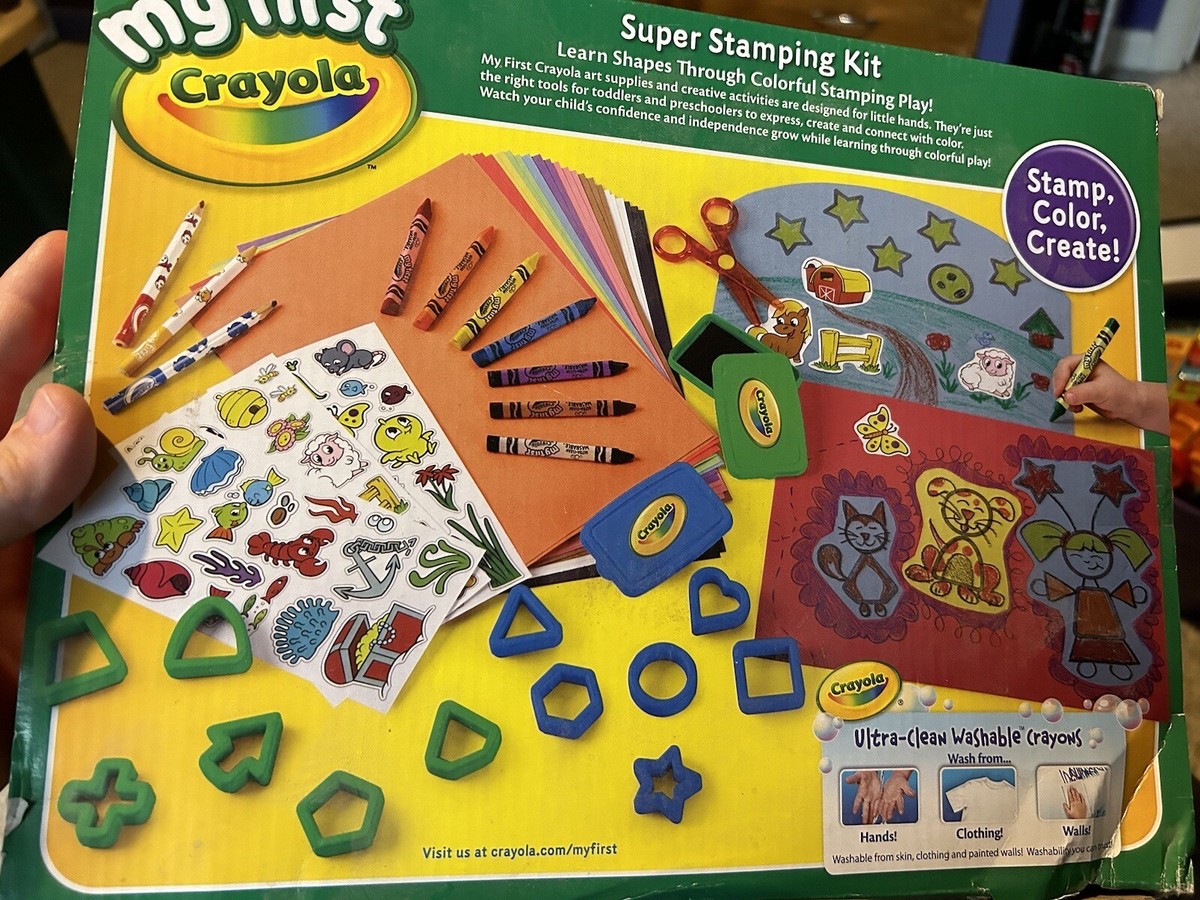 Crayola My First Super Stamping Kit 100+pcs, Washable Crayons, Stickers