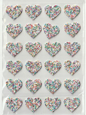 Generic Glittered White VALENTINE HEARTS stickers 24 ct NEW FAST, Free Ship 