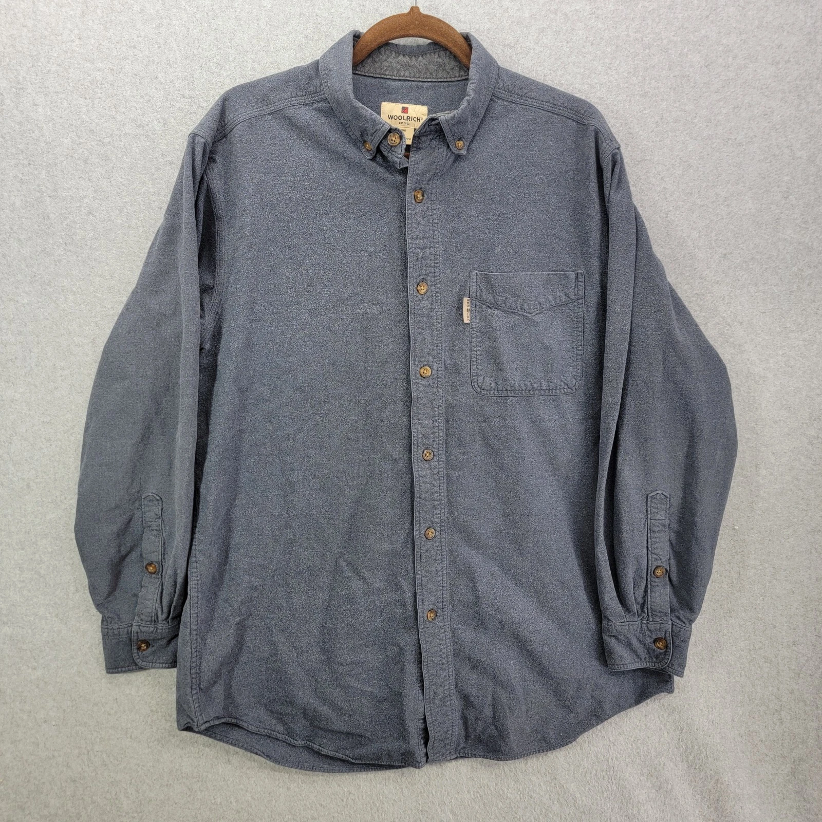 Woolrich shirt mens large Long Sleeve Button Up Shirt Blue