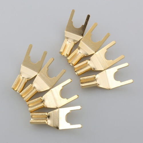 8 Connecteurs Banane Y/Spade Plaqués Or Pour Haut-Parleurs - Fiches Cuivre Pur Pour Câbles Audio - 2