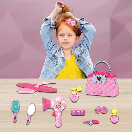 kids Hairdressing Toy Vanity Set For Girls, Hair Styling Playset Including Haird - Picture 8 of 8
