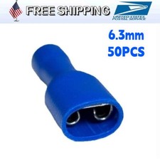 50X Fully Insulated Spade Quick Connect Terminals Female PVC 16-14 AWG Blue