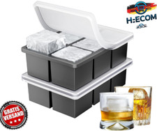 XXL Silikon Eiswürfelform 2er-Set mit Deckel...