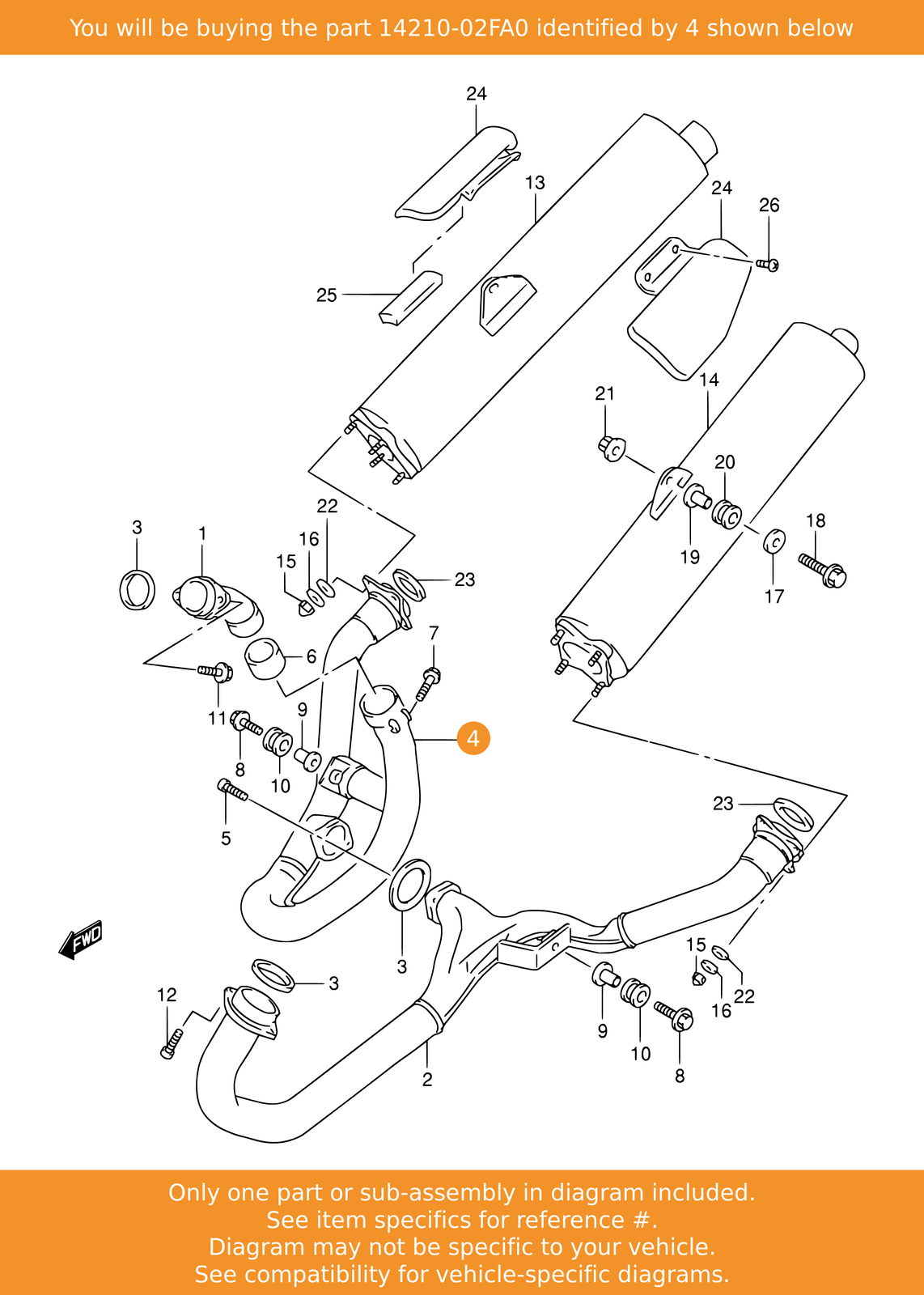 SUZUKI+TL1000R+EXHAUST+MIDDLE+RIGHT+HAND+PIPE+1421002FA0+LOC+E1 for