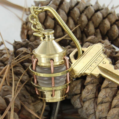 Vintage Nautical Brass Boat Lantern Keychain | Maritime Anchor Lamp Key Ring