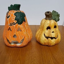 2 Halloween Jack-O-Lantern Tealight Candle Holders Garden Ridge