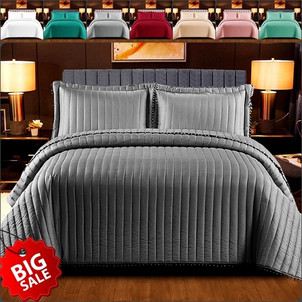 Juego de cama colcha acolchada de 3 piezas en relieve individual doble king size