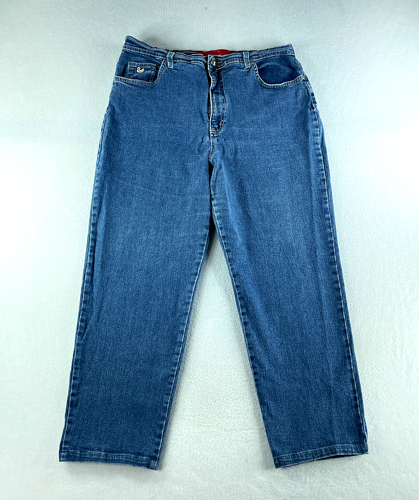 Gloria Vanderbilt Womens High Rise Tapered Blue Jeans Size 35x28 Denim