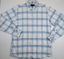 Eddie Bauer Shirt Men  s Size Large Tall Button Up Long Sleeve Blue Plaid
