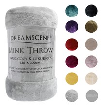 Dreamscene Large Luxury Faux Fur Throw Sofa Bed Mink Soft Warm Fleece Blanket
