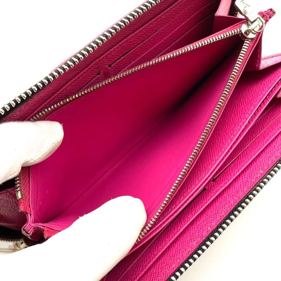 Louis Vuitton Epi Zippy Wallet Hot Pink x Black Long Wallet Ladies