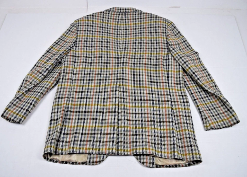 Blazer Abrigo Deportivo Vintage Louis Roth a Cuadros 42S S/M Años 70 Naranja Pálido Lana Oliva Foto 4 de 4