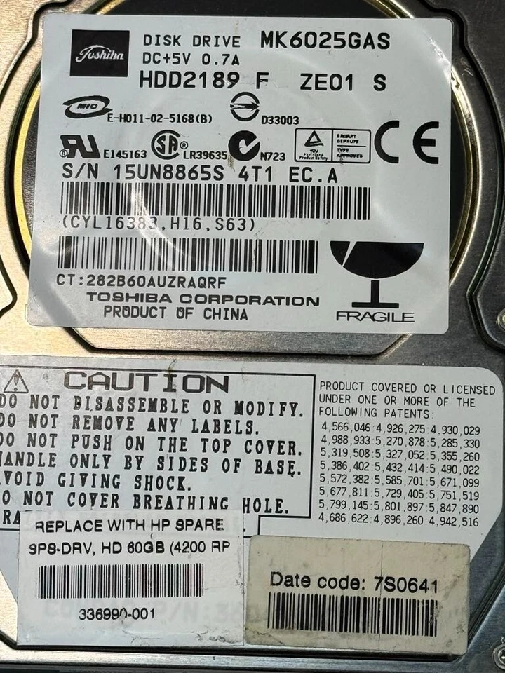 HP 336990-001 MK6025GAS 60GB 4.2K RPM 2.5" ATA HDD - Image 3 of 4