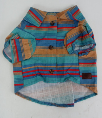 NWT Top Paw Striped Button Down Camp Dog Shirt Size Small