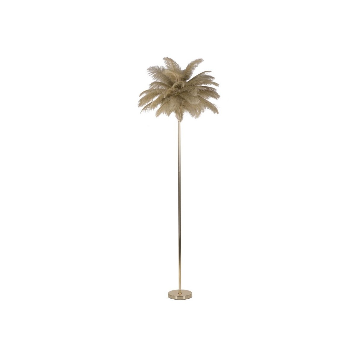 Lampadaire plume Palm 160cm or et camel pour salon chic