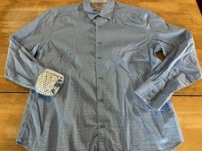 Robert Graham Classic Fit XL Blue White Flip Cuff Button Up Shirt A04