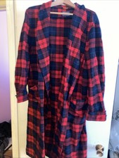 Vtg Pendleton Wool Robe Shawl Collar Red Tartan Plaid 100 Virgin Wool Boho L