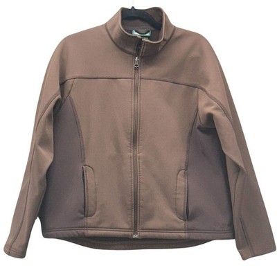 LL Bean Jacket Teens Large Brown Soft Shell Fleece Lined Warm Cozy Gorpcore