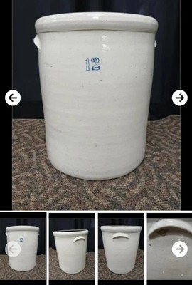 1930's XL 12 Gallon Stoneware  Pottery Crock. No Cracks. Small Chip Under Handle