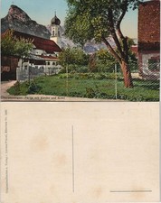 Ansichtskarte Oberammergau color Ansicht Partie mit Kirche und Kofel 1910